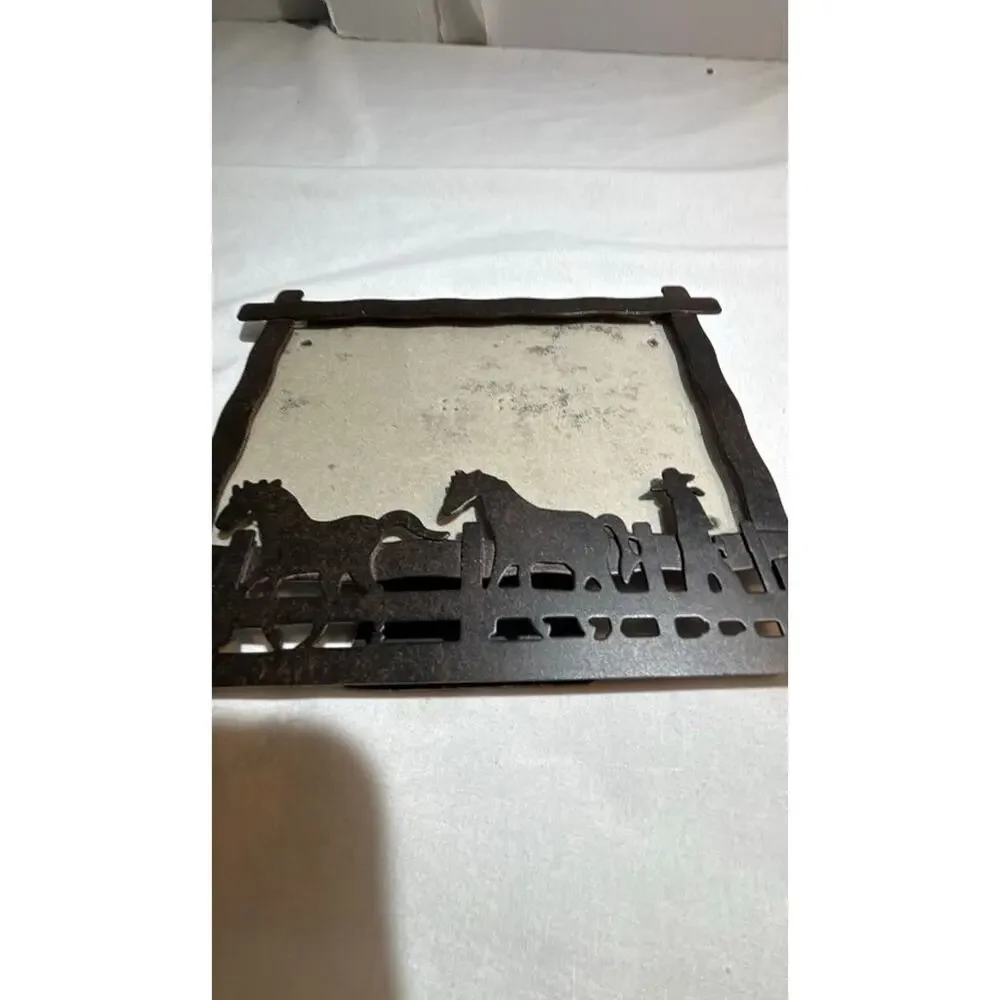 Vintage Western-Themed Metal Picture Frame 4x6